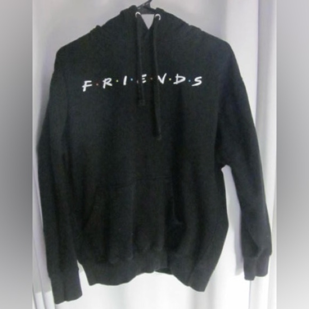 FRIENDS Unisex Black Cotton Hoodie, 80% Cotton 20% Polyester, Soft/Cozy; Size M